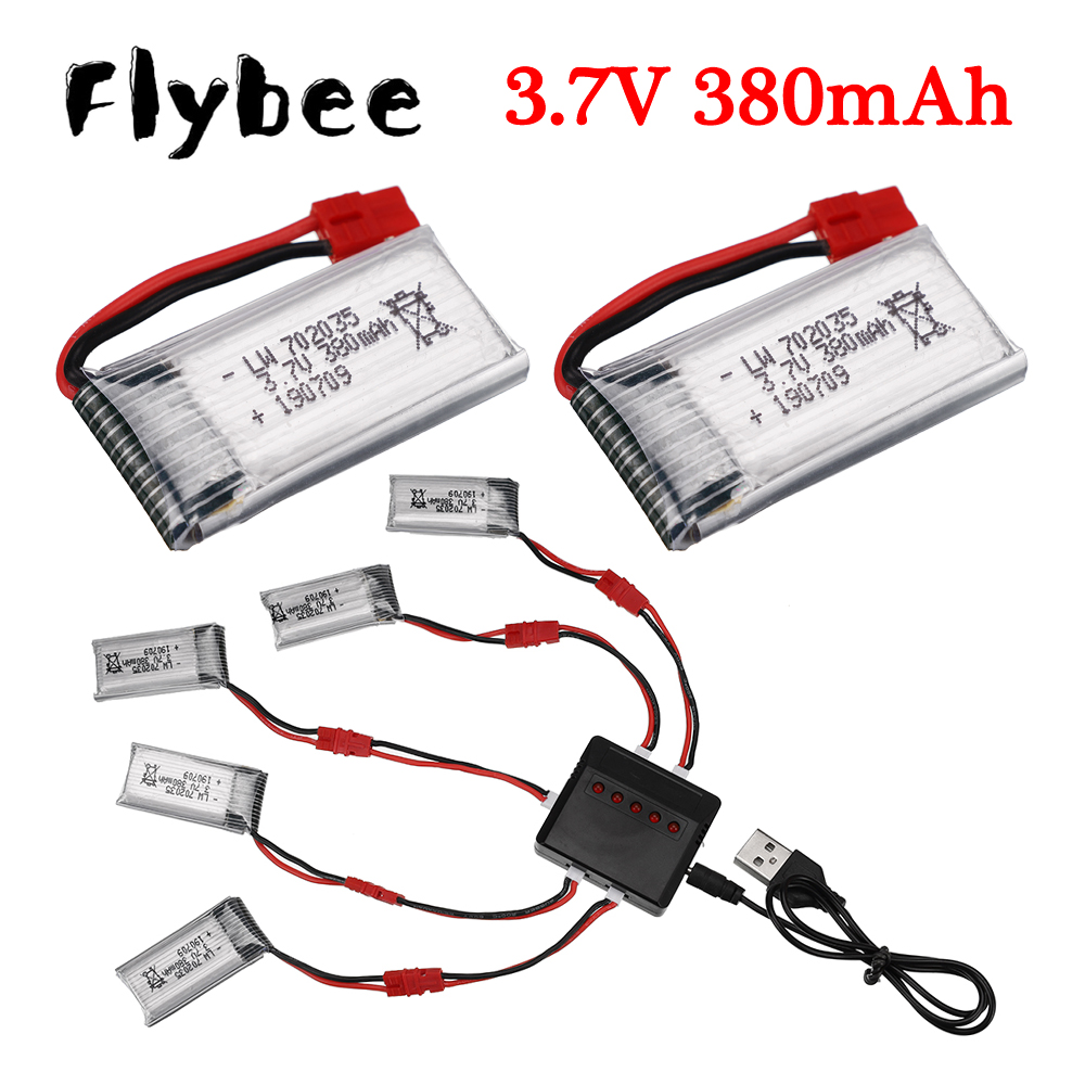 Rc Helicopter Charger - แบตเตอรี่ Lipo 3.7V 380mAh พร้อมที่ชาร์จสำหรับ X5A-1